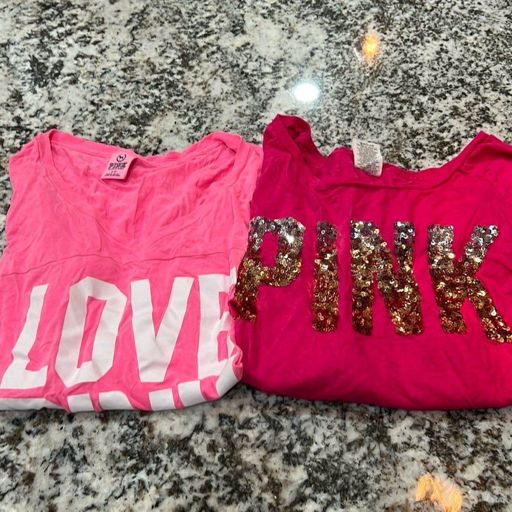 Pink VS Victoria Secret Long Sleeve Shirt Vintage Sequins Small Bundle Y2K